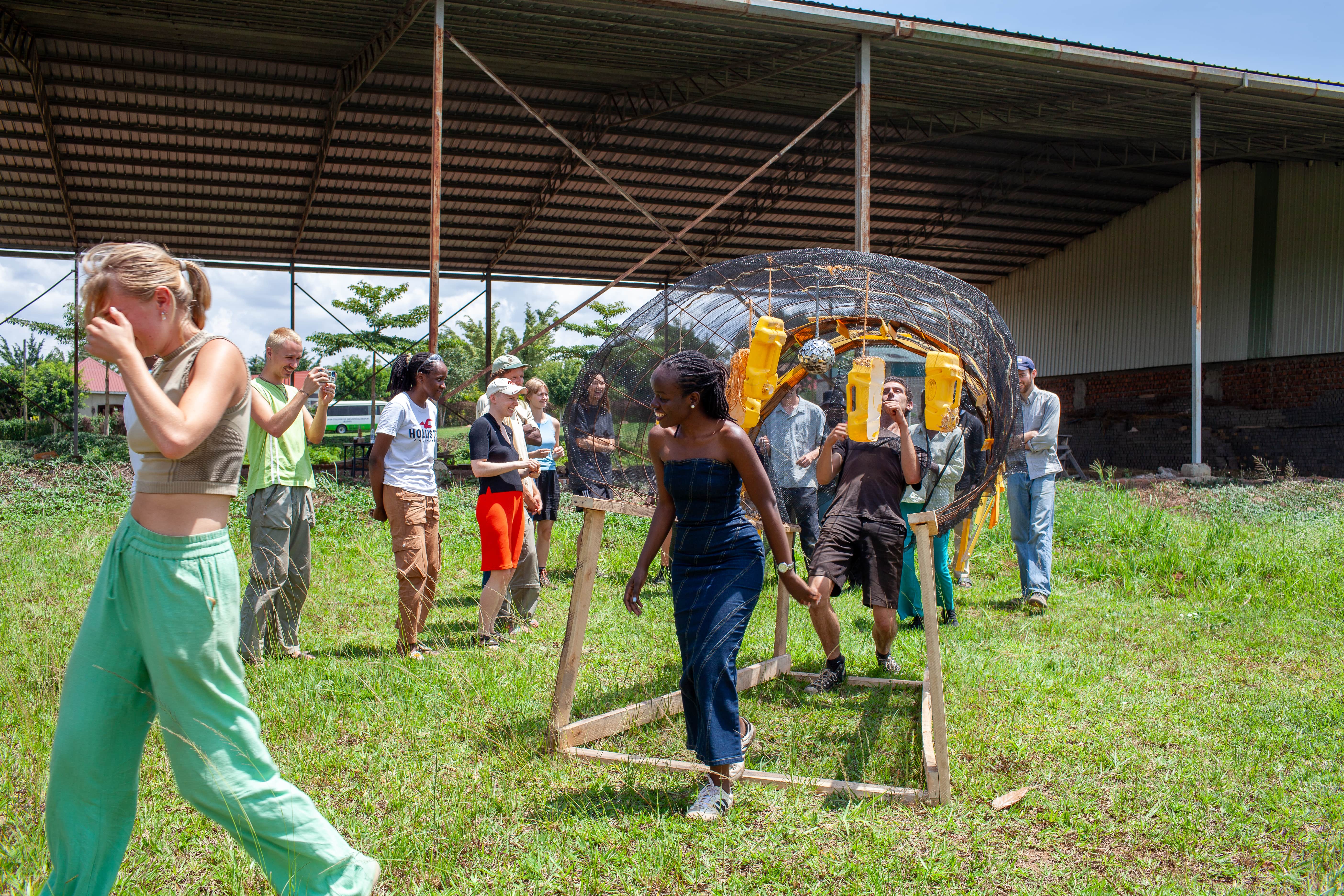 The team is moving the nearly completed installation, testing its structure and portability.